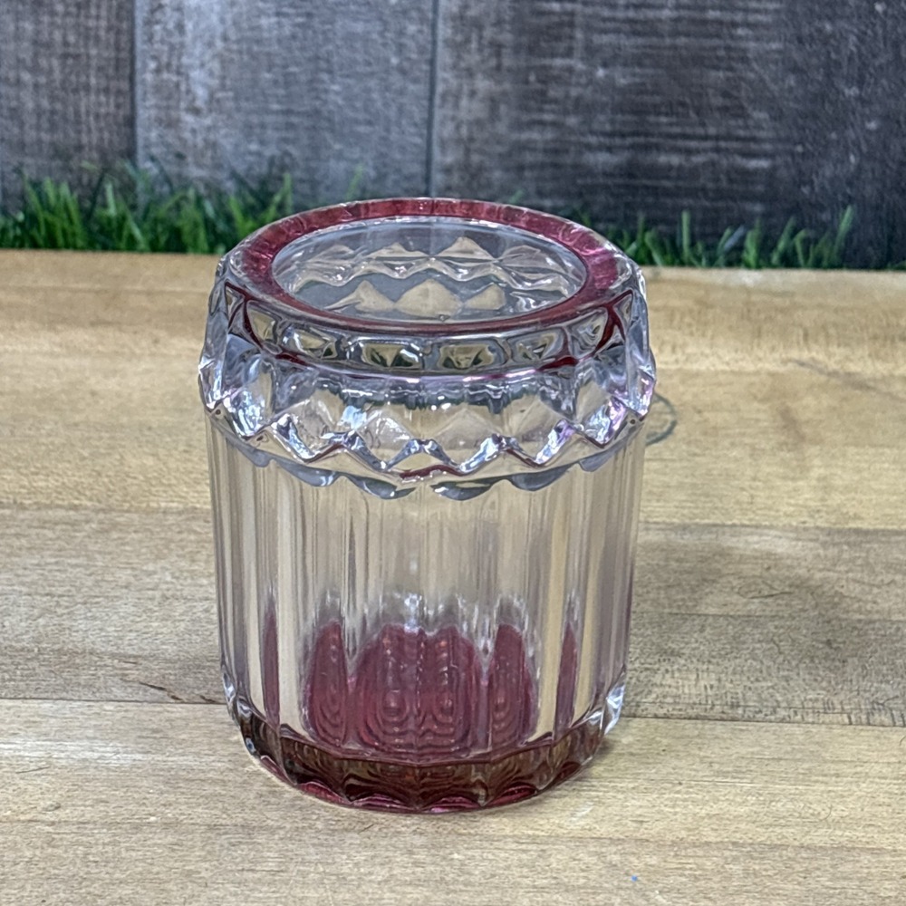 Antique Ruby Glass Vanity Cigarette Holder Jar Reversible Ashtray Lid Art Deco